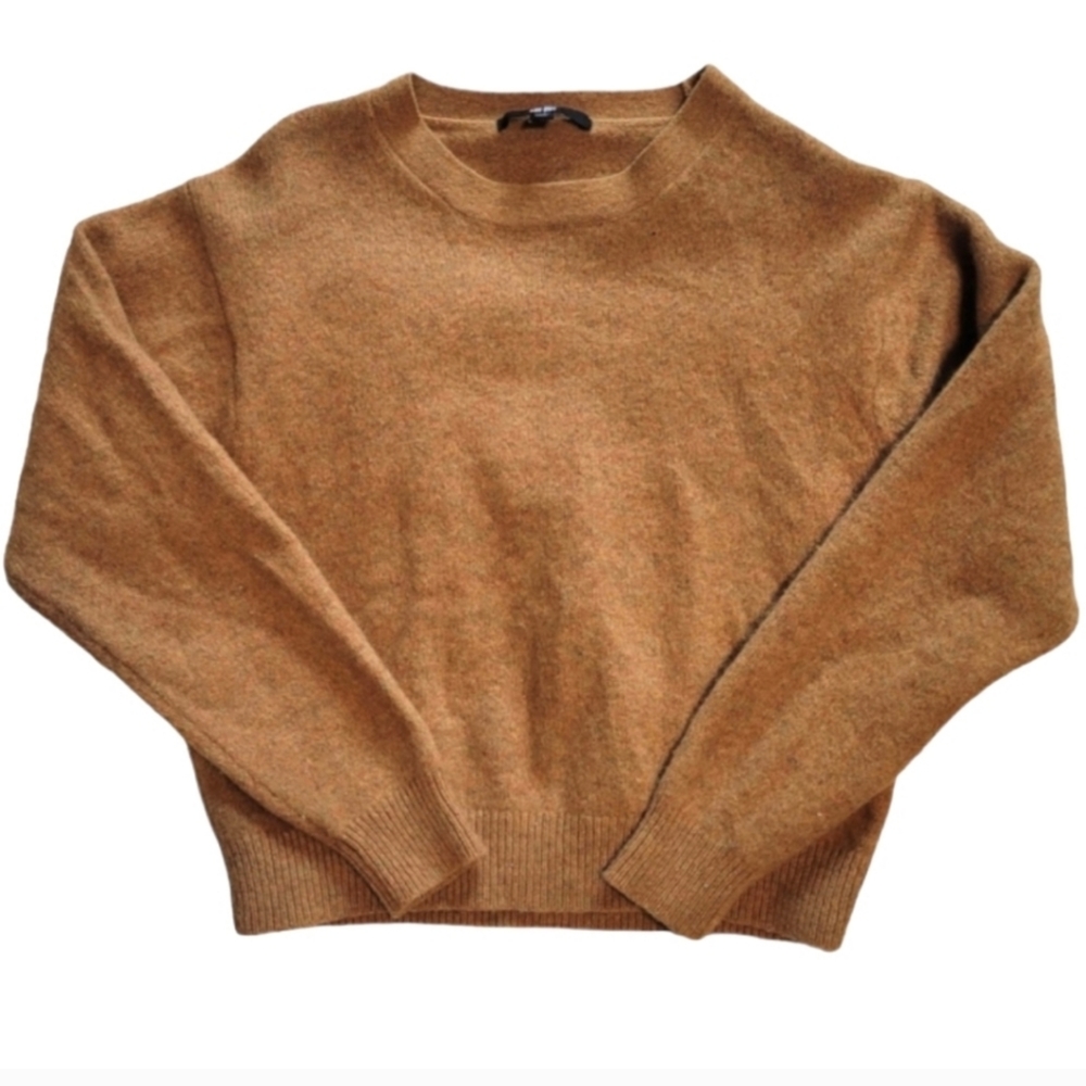 UNIQLO 100% Wool Crew Neck Sweater Mustard Cropped | Sz XS | Preppy Collegiate